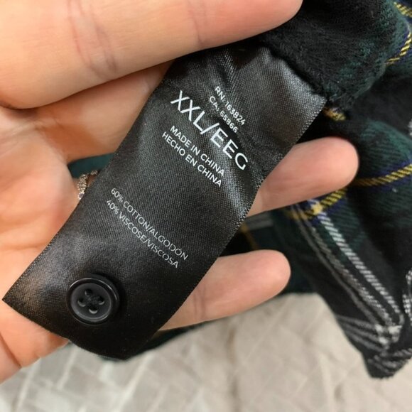 Well Worn Mens XXL Shirt Green Plaid Flannel Button Up Long Sleeve Cotton Blend - Picture 6 of 13